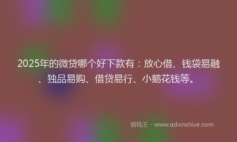 2025年的微贷哪个好下款有：放心借、钱袋易融、独品易购、借贷易行、小鹅花钱等。