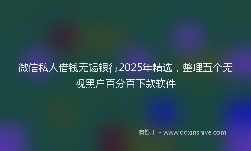 微信私人借钱无锡银行2025年精选，整理五个无视黑户百分百下款软件