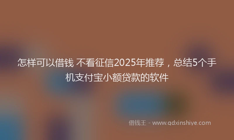 怎样可以借钱 不看征信2025年推荐，总结5个手机支付宝小额贷款的软件