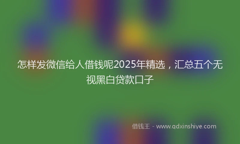 怎样发微信给人借钱呢2025年精选，汇总五个无视黑白贷款口子