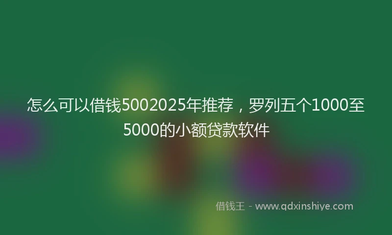 怎么可以借钱5002025年推荐，罗列五个1000至5000的小额贷款软件