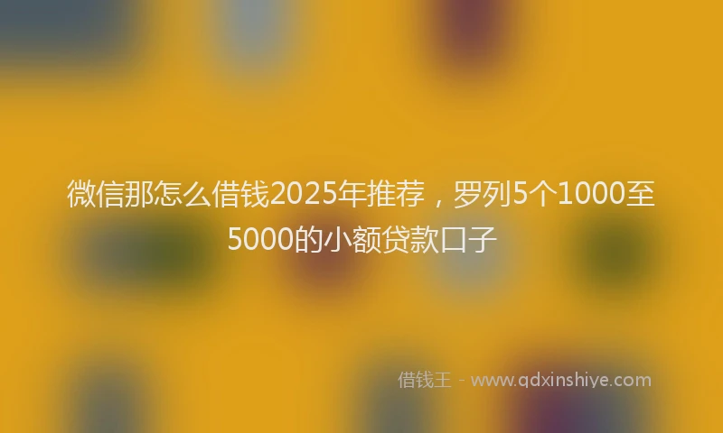 微信那怎么借钱2025年推荐，罗列5个1000至5000的小额贷款口子