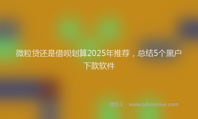 微粒贷还是借呗划算2025年推荐，总结5个黑户下款软件