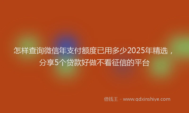 怎样查询微信年支付额度已用多少2025年精选，分享5个贷款好做不看征信的平台