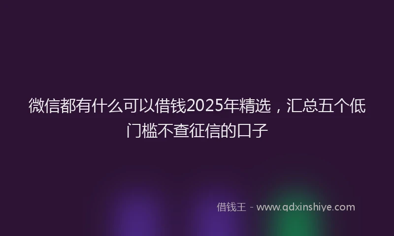 微信都有什么可以借钱2025年精选，汇总五个低门槛不查征信的口子