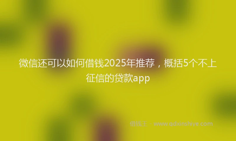 微信还可以如何借钱2025年推荐，概括5个不上征信的贷款app