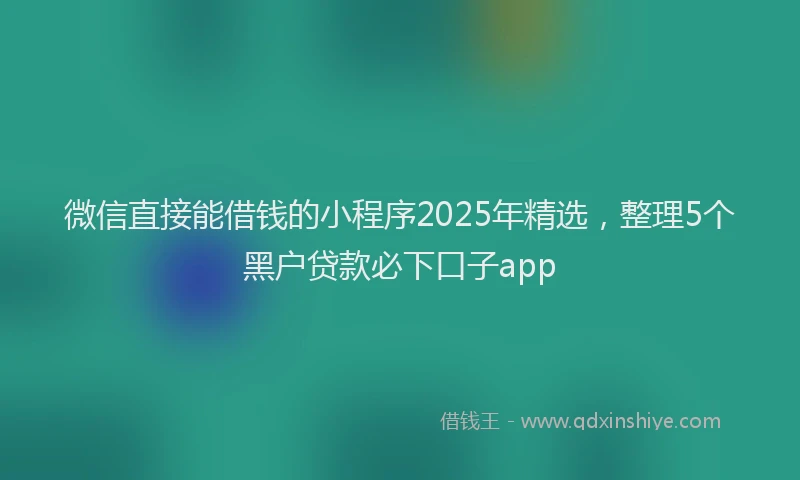 微信直接能借钱的小程序2025年精选，整理5个黑户贷款必下口子app