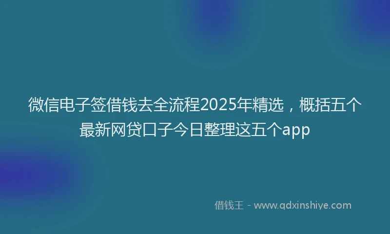 微信电子签借钱去全流程2025年精选，概括五个最新网贷口子今日整理这五个app