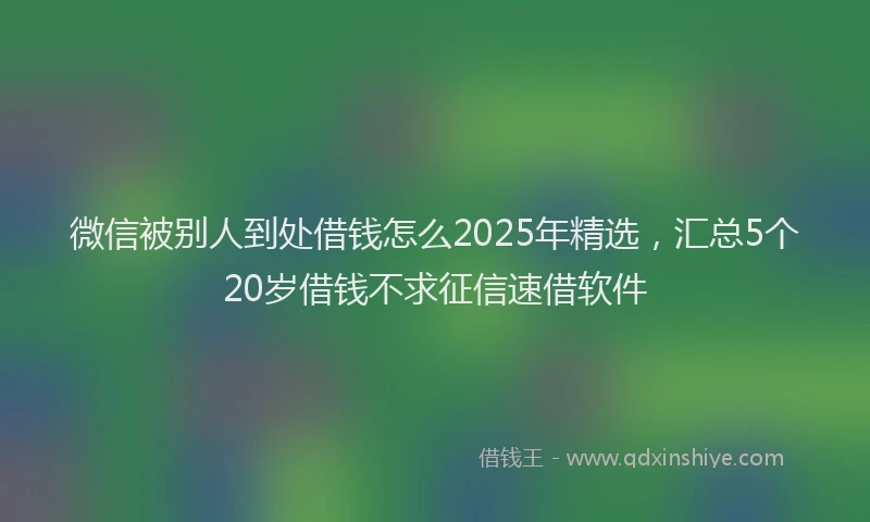 微信被别人到处借钱怎么2025年精选，汇总5个20岁借钱不求征信速借软件