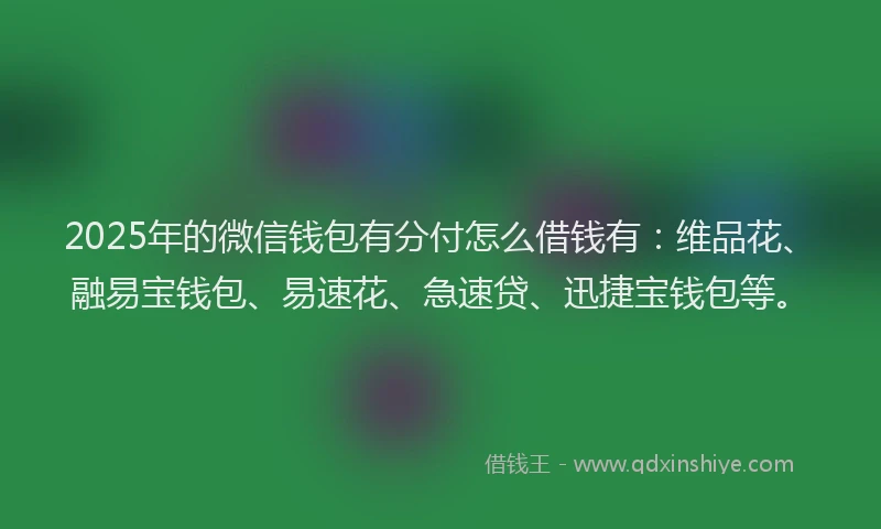 2025年的微信钱包有分付怎么借钱有：维品花、融易宝钱包、易速花、急速贷、迅捷宝钱包等。