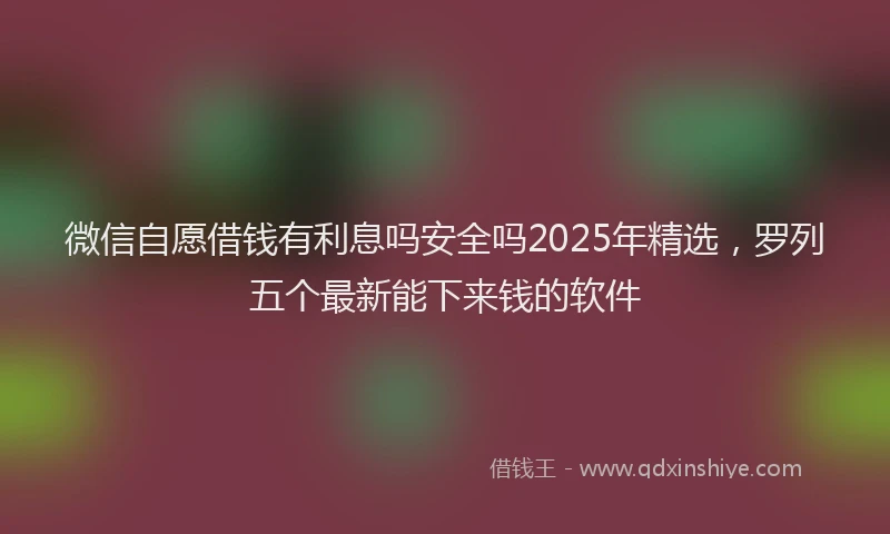 微信自愿借钱有利息吗安全吗2025年精选，罗列五个最新能下来钱的软件