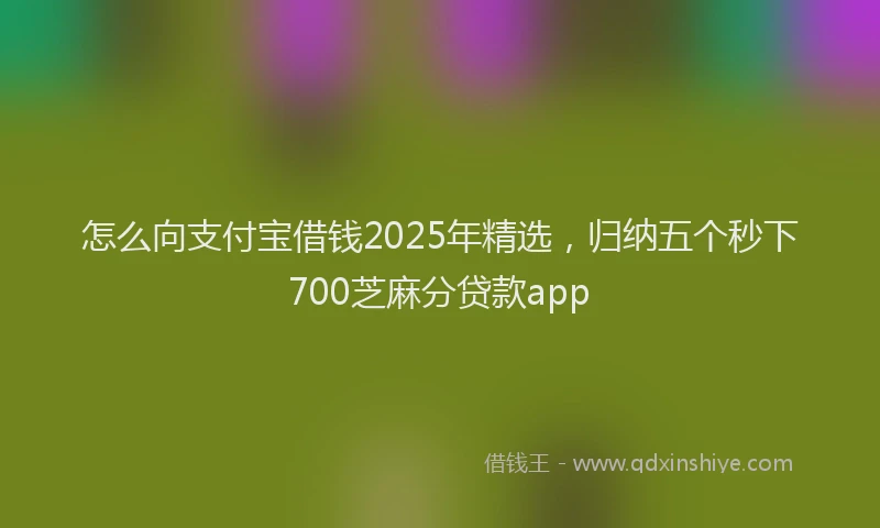 怎么向支付宝借钱2025年精选，归纳五个秒下700芝麻分贷款app