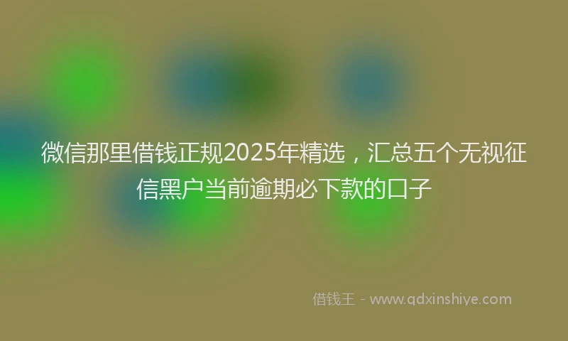 微信那里借钱正规2025年精选，汇总五个无视征信黑户当前逾期必下款的口子
