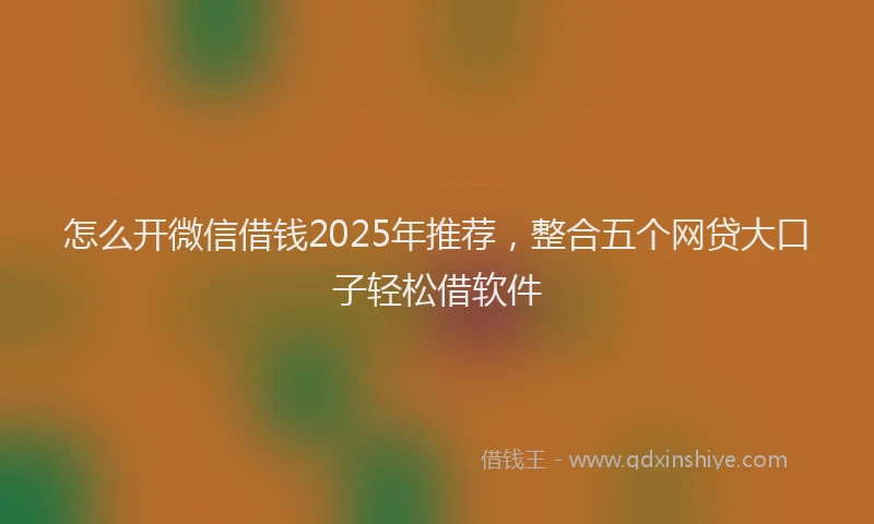 怎么开微信借钱2025年推荐，整合五个网贷大口子轻松借软件