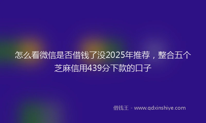 怎么看微信是否借钱了没2025年推荐，整合五个芝麻信用439分下款的口子