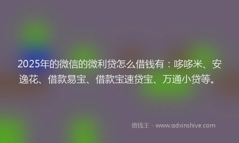 2025年的微信的微利贷怎么借钱有：哆哆米、安逸花、借款易宝、借款宝速贷宝、万通小贷等。
