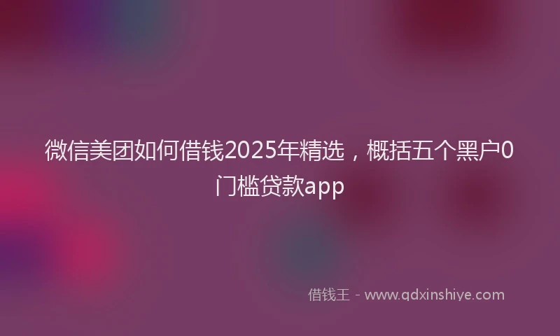 微信美团如何借钱2025年精选，概括五个黑户0门槛贷款app