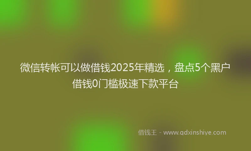 微信转帐可以做借钱2025年精选，盘点5个黑户借钱0门槛极速下款平台