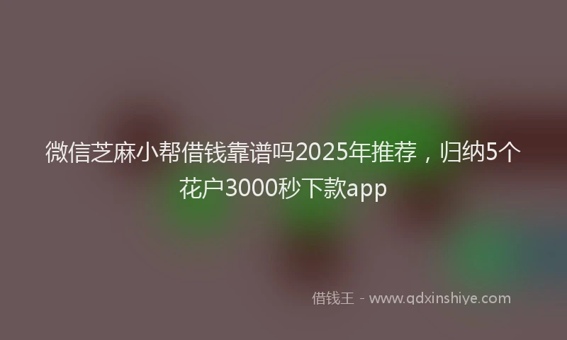 微信芝麻小帮借钱靠谱吗2025年推荐，归纳5个花户3000秒下款app