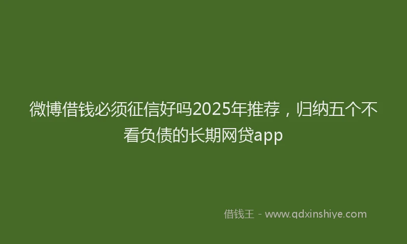 微博借钱必须征信好吗2025年推荐，归纳五个不看负债的长期网贷app