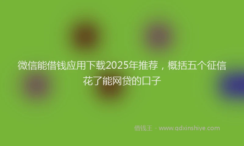 微信能借钱应用下载2025年推荐，概括五个征信花了能网贷的口子