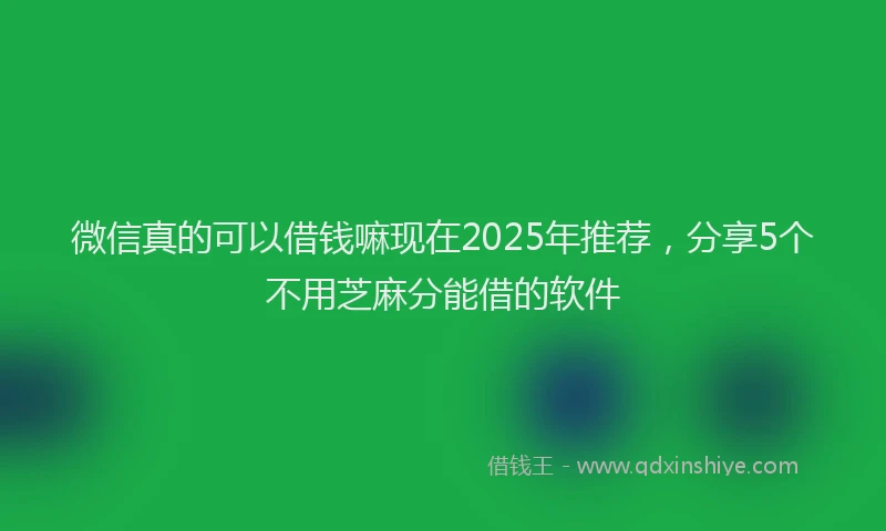 微信真的可以借钱嘛现在2025年推荐，分享5个不用芝麻分能借的软件