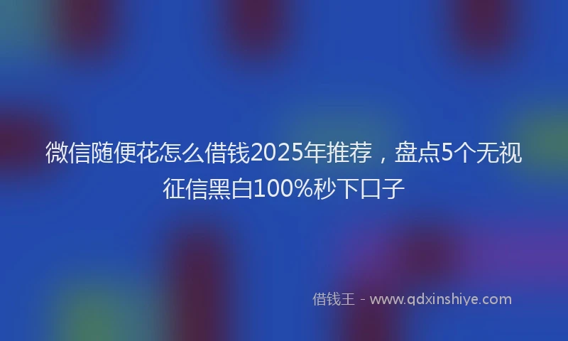 微信随便花怎么借钱2025年推荐，盘点5个无视征信黑白100%秒下口子