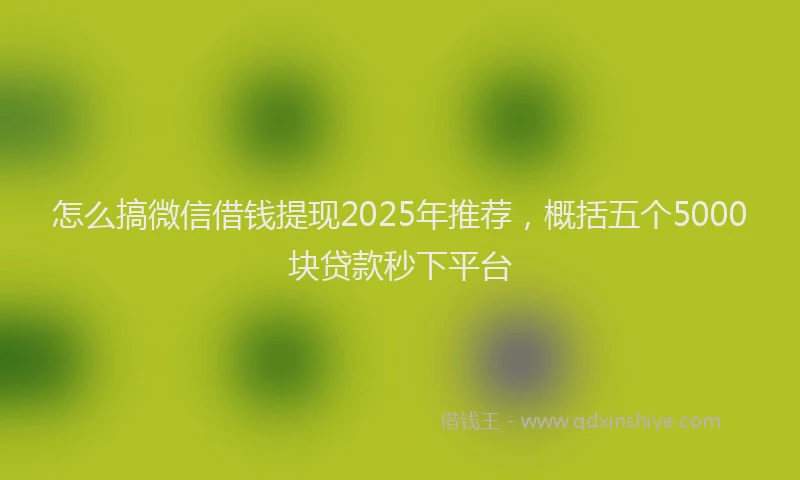 怎么搞微信借钱提现2025年推荐，概括五个5000块贷款秒下平台