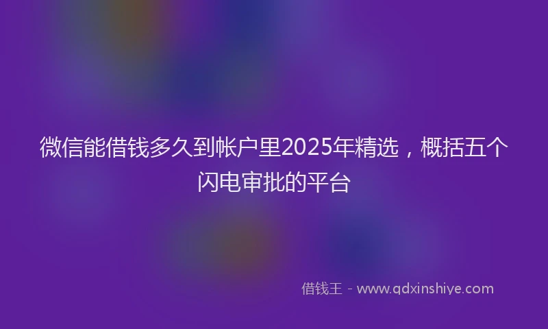 微信能借钱多久到帐户里2025年精选，概括五个闪电审批的平台