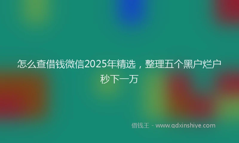怎么查借钱微信2025年精选，整理五个黑户烂户秒下一万