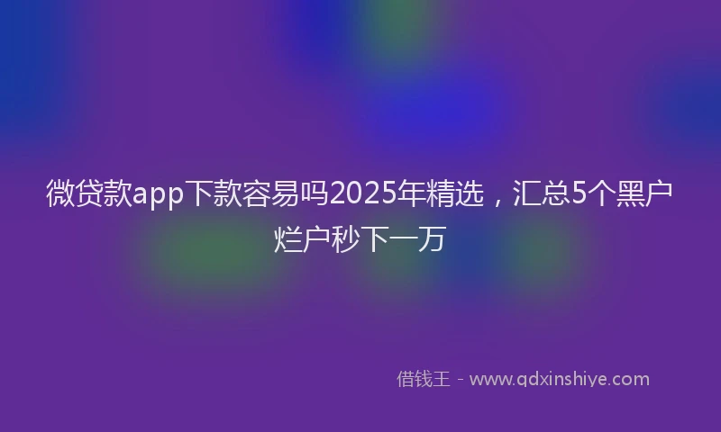微贷款app下款容易吗2025年精选，汇总5个黑户烂户秒下一万