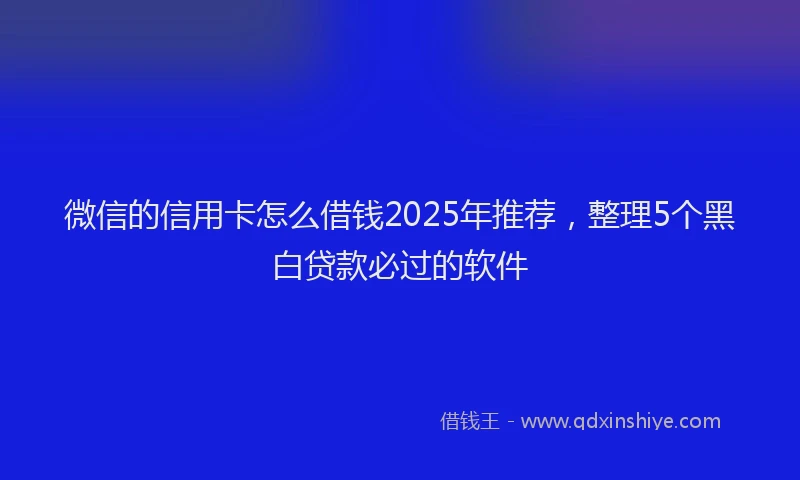 微信的信用卡怎么借钱2025年推荐，整理5个黑白贷款必过的软件