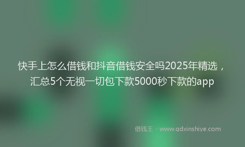 快手上怎么借钱和抖音借钱安全吗2025年精选，汇总5个无视一切包下款5000秒下款的app