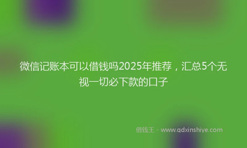微信记账本可以借钱吗2025年推荐，汇总5个无视一切必下款的口子
