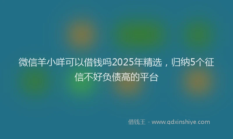 微信羊小咩可以借钱吗2025年精选，归纳5个征信不好负债高的平台