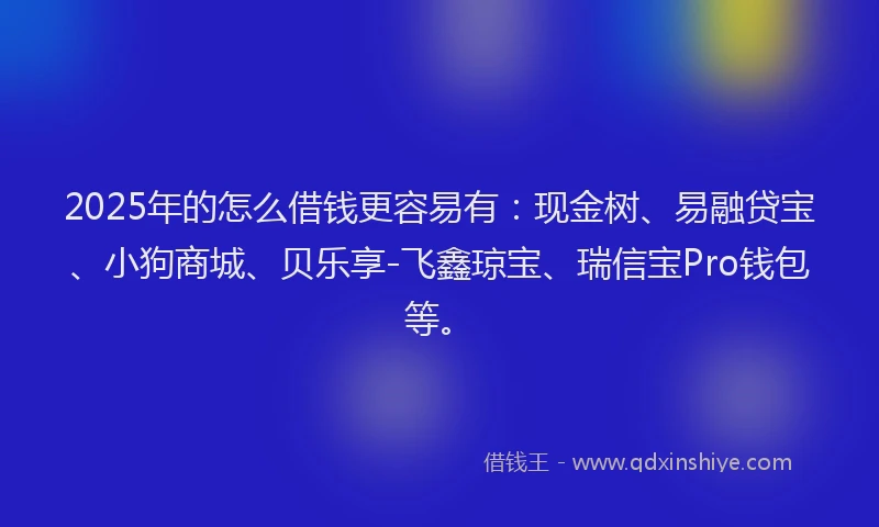 2025年的怎么借钱更容易有：现金树、易融贷宝、小狗商城、贝乐享-飞鑫琼宝、瑞信宝Pro钱包等。