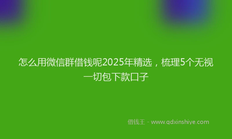 怎么用微信群借钱呢2025年精选，梳理5个无视一切包下款口子