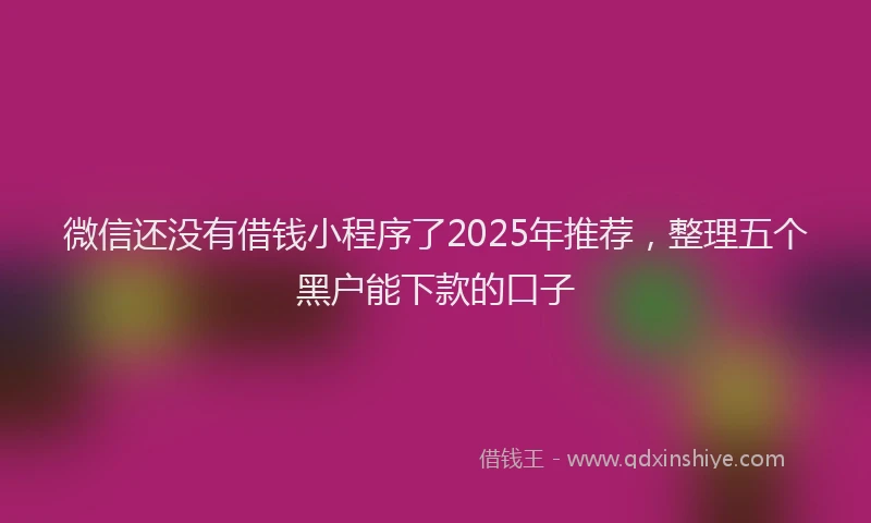 微信还没有借钱小程序了2025年推荐，整理五个黑户能下款的口子