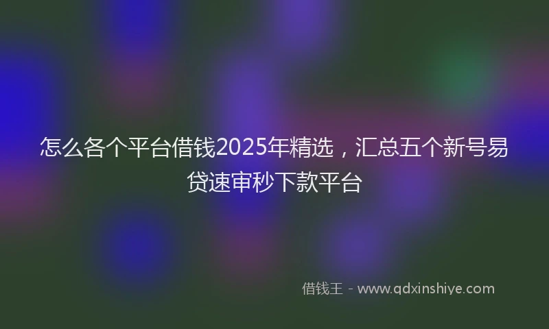 怎么各个平台借钱2025年精选，汇总五个新号易贷速审秒下款平台