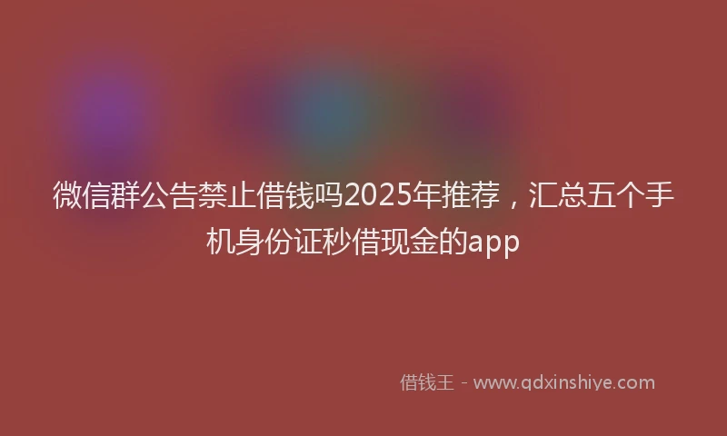 微信群公告禁止借钱吗2025年推荐，汇总五个手机身份证秒借现金的app