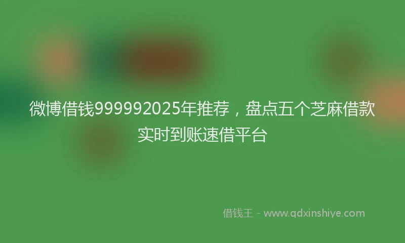 微博借钱999992025年推荐，盘点五个芝麻借款实时到账速借平台