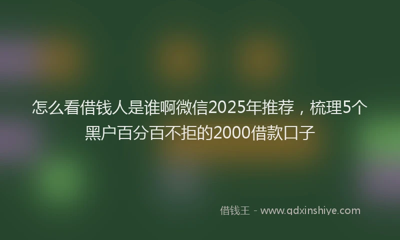 怎么看借钱人是谁啊微信2025年推荐，梳理5个黑户百分百不拒的2000借款口子