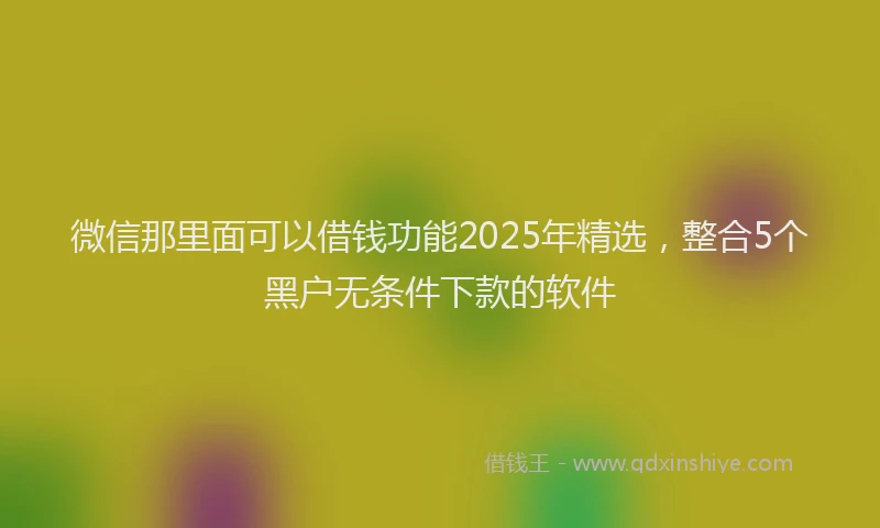 微信那里面可以借钱功能2025年精选，整合5个黑户无条件下款的软件
