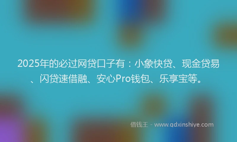 2025年的必过网贷口子有：小象快贷、现金贷易、闪贷速借融、安心Pro钱包、乐享宝等。