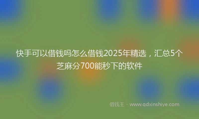 快手可以借钱吗怎么借钱2025年精选，汇总5个芝麻分700能秒下的软件