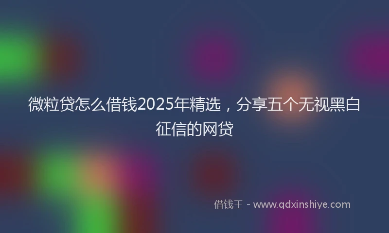 微粒贷怎么借钱2025年精选，分享五个无视黑白征信的网贷