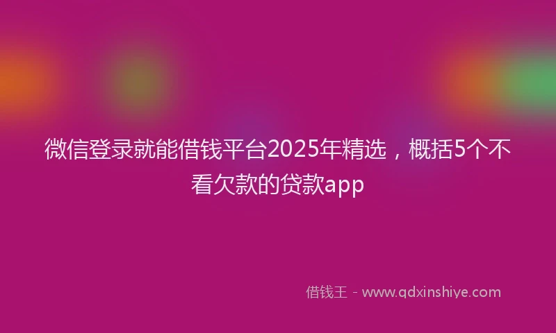 微信登录就能借钱平台2025年精选，概括5个不看欠款的贷款app