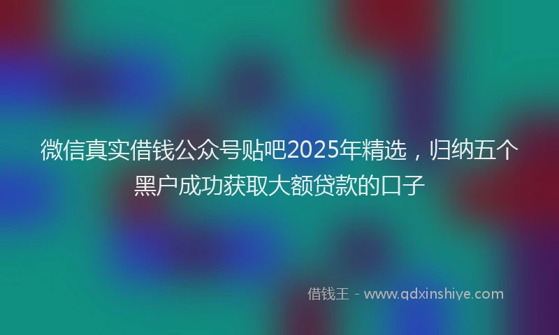 微信真实借钱公众号贴吧2025年精选，归纳五个黑户成功获取大额贷款的口子