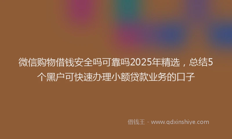 微信购物借钱安全吗可靠吗2025年精选，总结5个黑户可快速办理小额贷款业务的口子