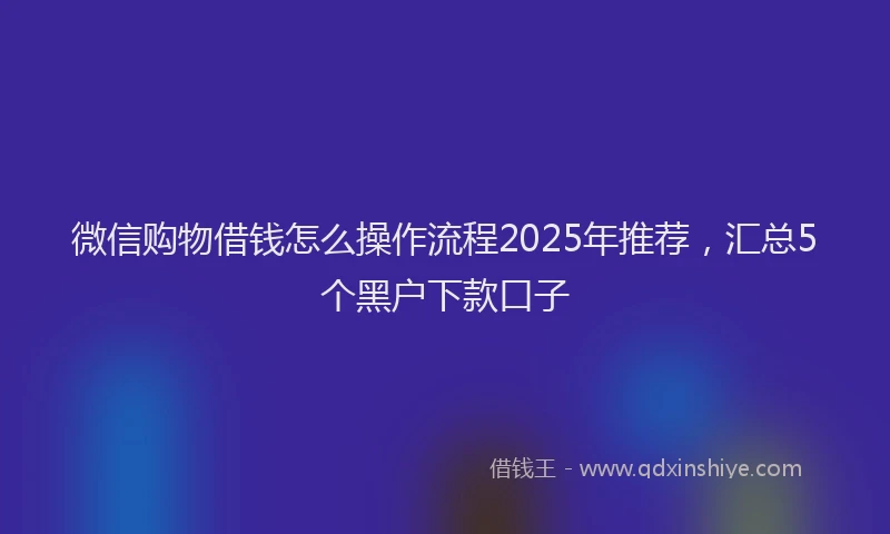 微信购物借钱怎么操作流程2025年推荐，汇总5个黑户下款口子
